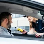 A man held by police to blow breathlyzer